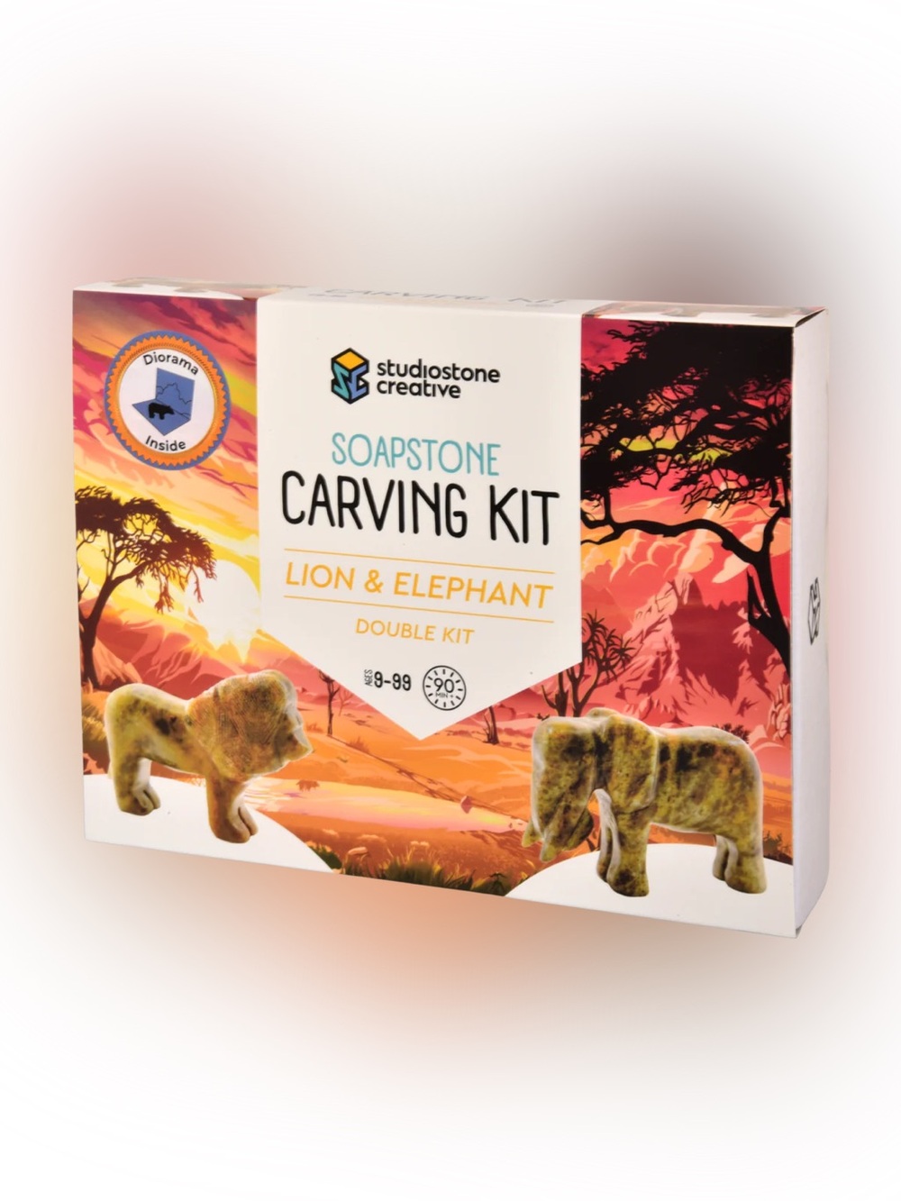 Studiostone Creative Soapstone Carving Kit-Lion & Elephant NEW